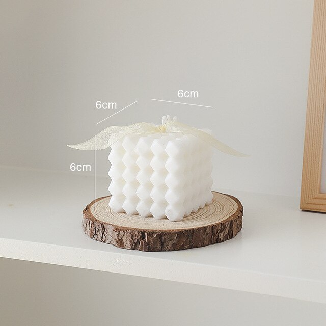 White Geometry Cube Candle