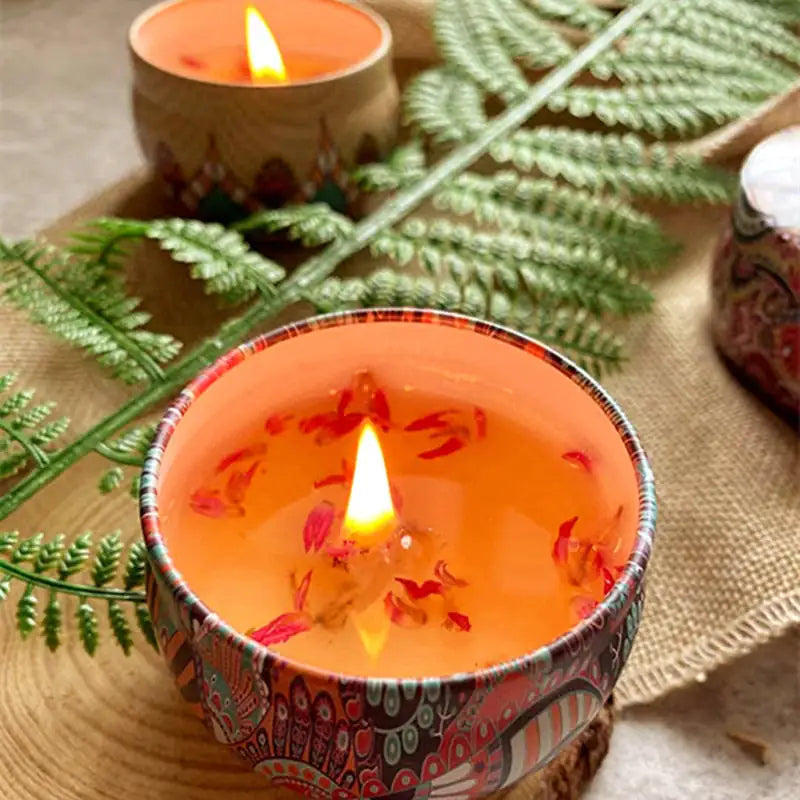 Vintage Floral Pattern Tin Jar Candles
