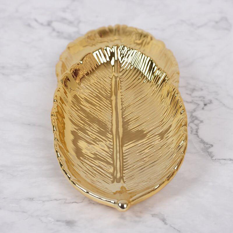 Gold Leaf Ceramic Candle Tray